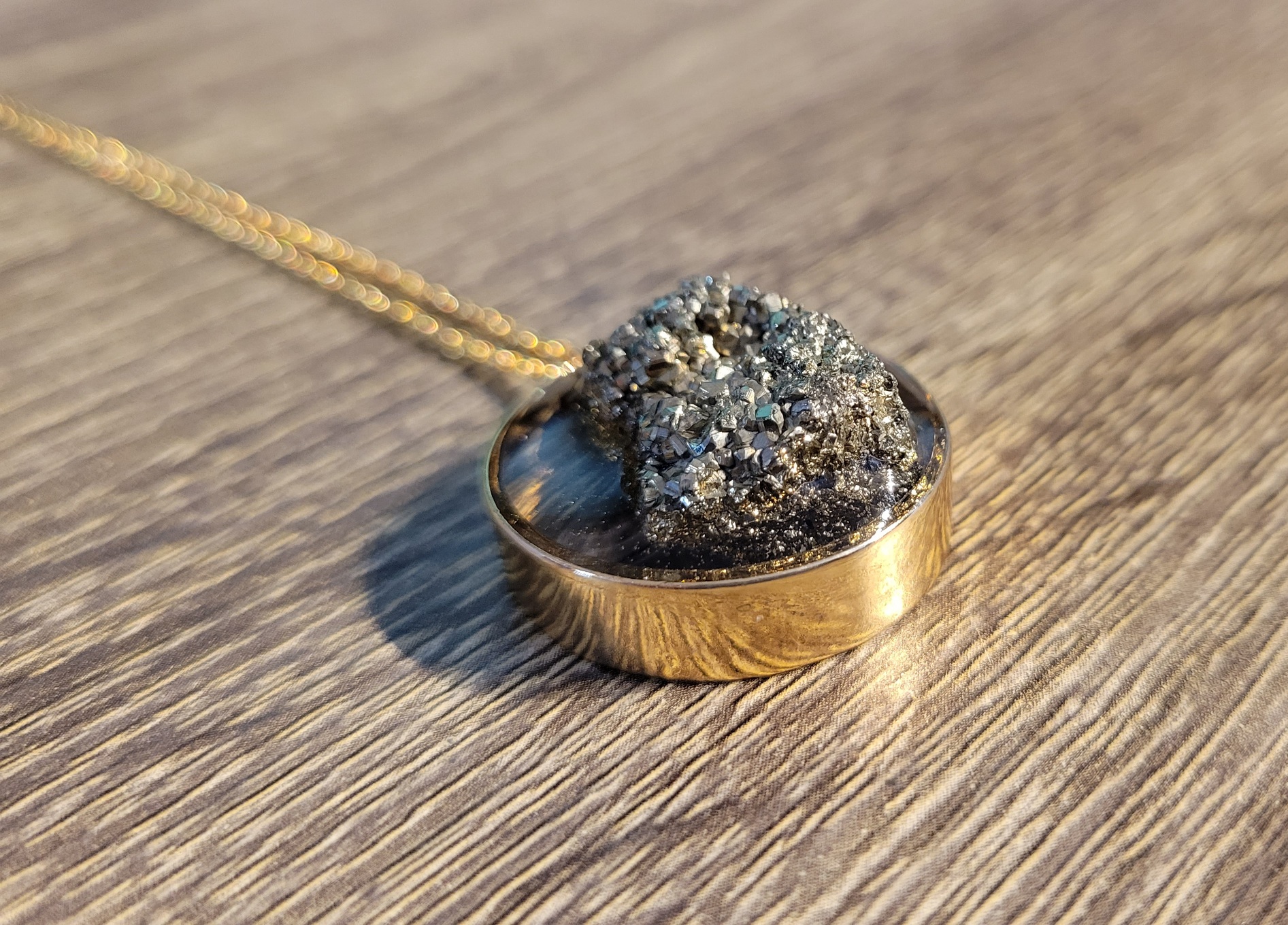 The Fool Pendant - Resin & Iron Pyrite