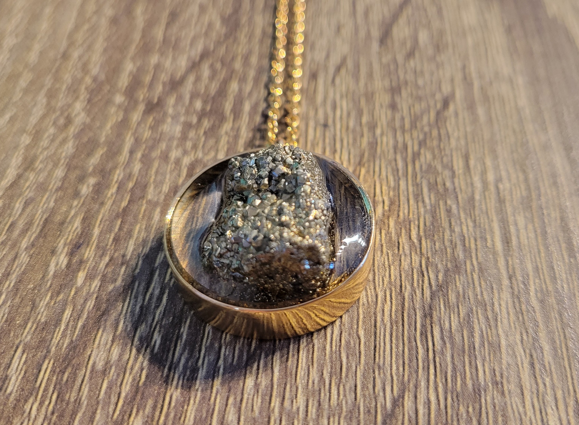 The Fool Pendant - Resin & Iron Pyrite - Nest Feather Elements