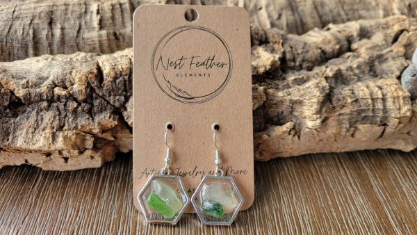 Hexagon Seaglass Earrings