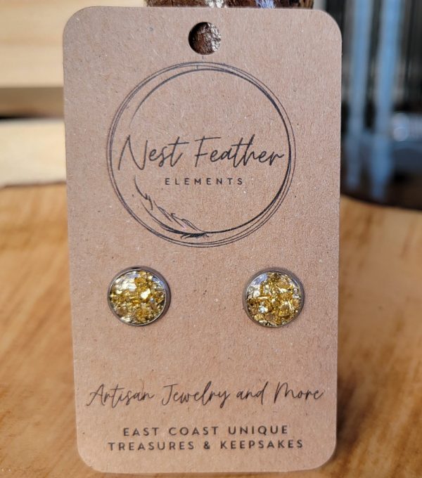 Resin & Glass Shard Earrings - Gold - Image 3