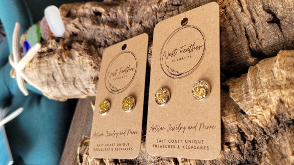 Resin & Glass Shard Earrings - Gold