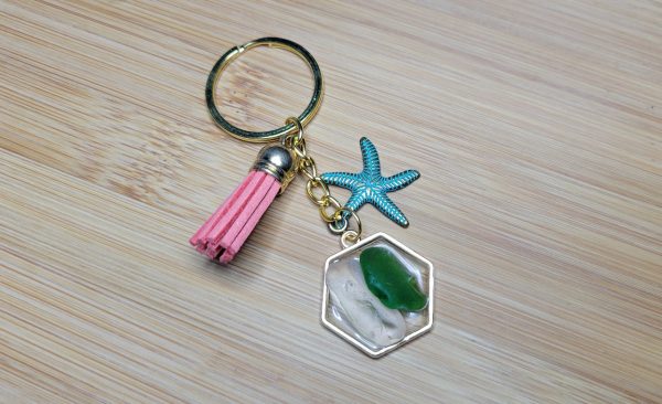 Seaglass Hexagon Keychain